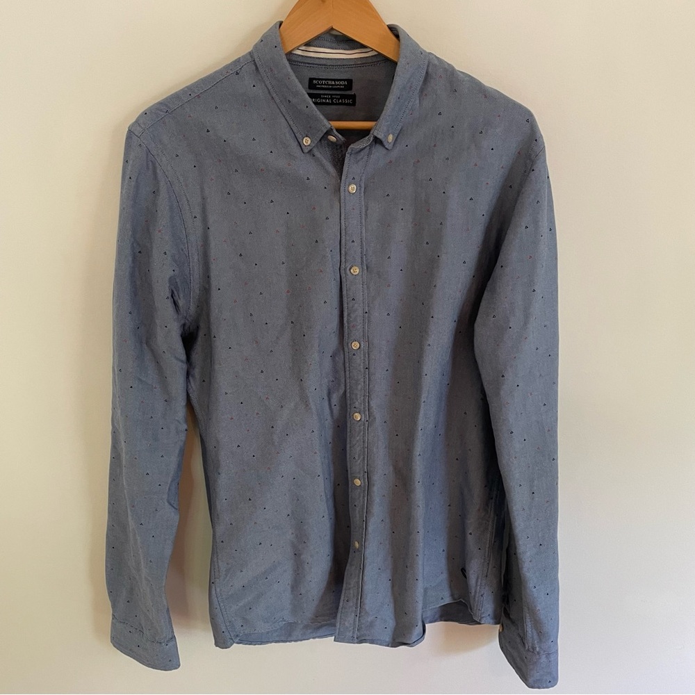 Scotch & Soda Men’s long sleeved button up, blue, size L